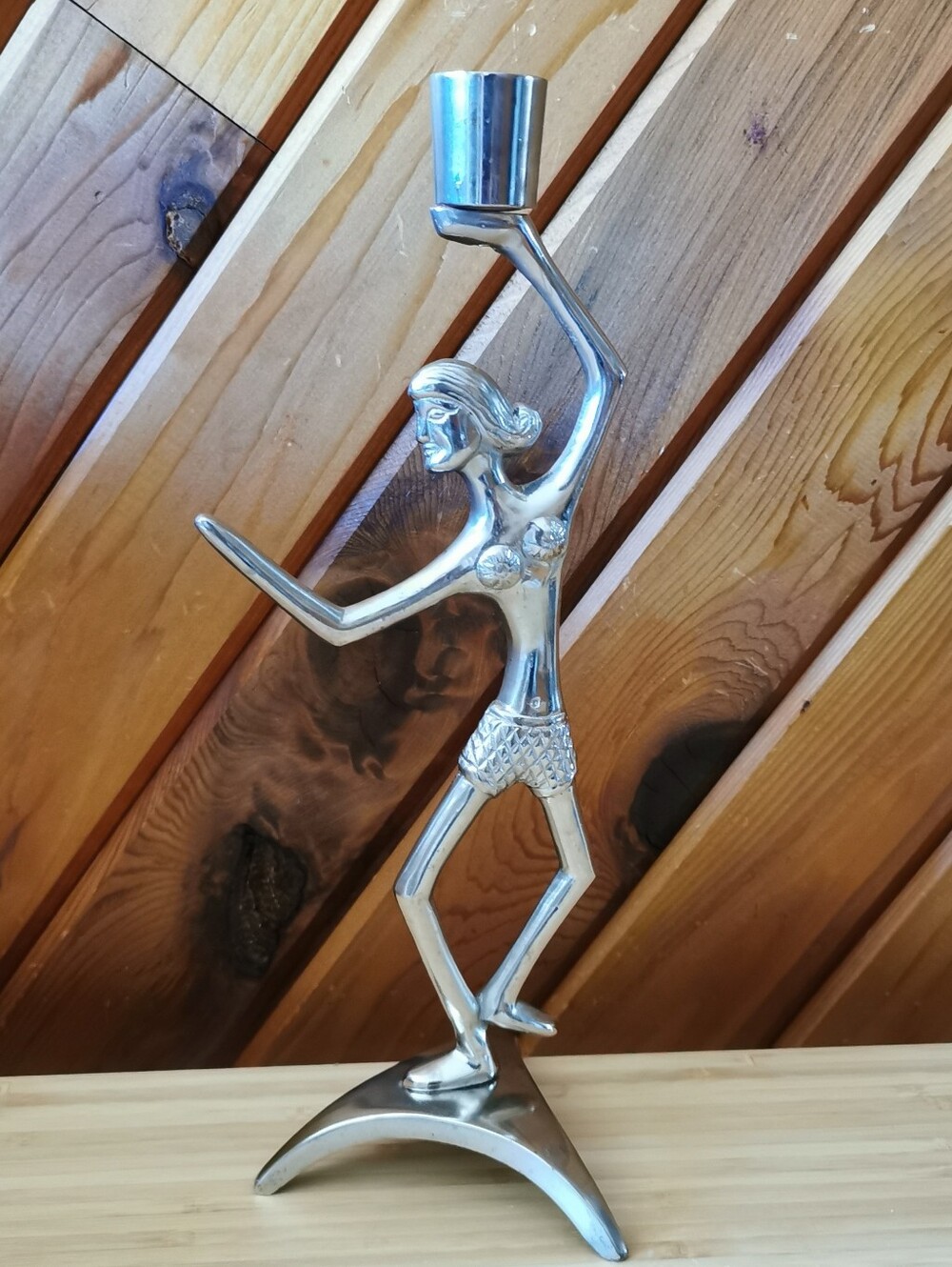 Vintage Mid Century Modern Figural Dancer Candle Holder Sculpture 11"